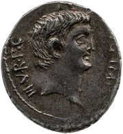 Denarius - Mark Antony A͡N͡T•A͡VG•IMP•III•V•R•P•C / PIETAS•COS obverse image