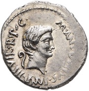 Denarius - Mark Antony M•ANTONIVS•IMP•III•VIR•R•P•C / PIETAS COS obverse image