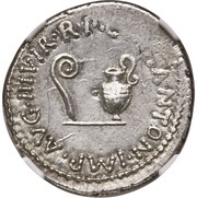 Denarius - Mark Antony M•ANTON•IMP•AVG•III•VIR•R•P•C / L•PLANCVS•IMP•ITER obverse image