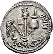 Denarius Cn. Domitius Calvinus; OSCA / DOM•COS•ITER•IMP, Rome, 39 BC reverse image