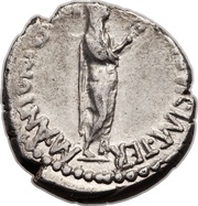 Denarius - Mark Antony M•ANTONIVS•M•F•M•N•AVGVR•IMP•TERT / III•VIR•R•P•C•COS•DESIG•ITER•ET•TERT obverse image