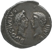 Denarius - Octavian DIVOS•IVLIVS DIVI•F / M•AGRIPPA•COS DESIG obverse image