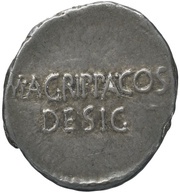 Denarius - Octavian DIVOS•IVLIVS DIVI•F / M•AGRIPPA•COS DESIG, Rome, 38 BC reverse image