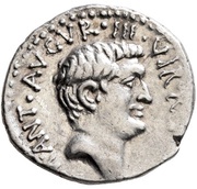Denarius - Mark Antony M·ANT·AVGVR·III·VIR·R·P·C / IMP·TER obverse image