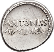 Denarius - Mark Antony ANTON•AVG•IMP•III•COS•DES•III•III•V•R•P•C / ANTONIVS AVG•IMP•III, Rome, 33 BC reverse image