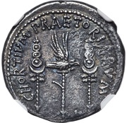 Denarius - Mark Antony CHORTIVM·PRAETORIARVM, Rome, 32 BC - 31 BC reverse image