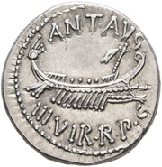 Denarius - Mark Antony ANT•AVG III•VIR•R•P•C / LEG•XVIII•LYBICAE obverse image