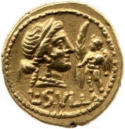 Aureus Cornelia: Lucius Cornelius Sulla; L•SVLLA / IMPER ITERVM obverse image