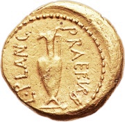 Aureus - Julius Caesar C•CAES DIC•TER / L•PLANC PRAEF•VRB reverse image