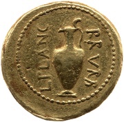 Aureus - Julius Caesar C•CAES DIC•TER / L•PLANC PR•VRB reverse image