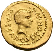 Aureus - Octavius C•CAESAR•COS•PONT•AVG / C•CAESAR•DICT•PERP•PONT•MAX obverse image