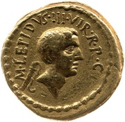 Aureus - Marcus Antonius and Marcus Aemilius Lepidus M·ANTONIVS·III·VIR·R·P·C / M·LEPIDVS·III·VIR·R·P·C reverse image