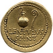Aureus - Cassius LEIBERTAS C·CASSI·IMP / LENTVLVS SPINT, Rome, 43 BC - 42 BC reverse image