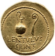 Aureus - Cassius LEIBERTAS C·CASSI·IMP / LENTVLVS SPINT, Rome, 43 BC - 42 BC reverse image