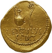 Aureus - Brutus BRVTVS / LENTVLVS SPINT, Rome, 43 BC - 42 BC reverse image