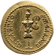 Aureus - Brutus M·SERVILIVS LEG / Q·CAEPIO· BRVTVS·IMP, Rome, 43 BC - 42 BC reverse image