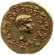 Aureus - Brutus L·BRVTVS·PRIM·COS / M·BRVTVS·IMP COSTA·LEG, Rome, 43 BC - 42 BC reverse image