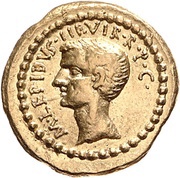 Aureus Clodia: Publius Clodius; M·LEPIDVS·III·VIR·R·P·C / P·CLODIVS·M·F·IIII·VIR·A·P·F obverse image
