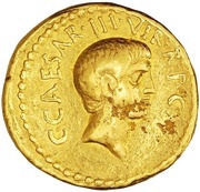 Aureus - Octavian C·CAESAR·III·VIR·R·P·C / L·MVSSIDIVS·T·F·LONGVS·IIII·VIR·A·P·F obverse image