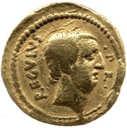 Aureus Livineia: Lucius Livineius Regulus; REGVLVS PR / L·LIVINEIVS REGVLVS obverse image
