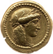 Aureus Mussidia: Lucius Mussidius Longus; L·MVSSIDIVS LONGVS obverse image