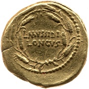 Aureus Mussidia: Lucius Mussidius Longus; L·MVSSIDI LONGVS, Rome, 42 BC reverse image