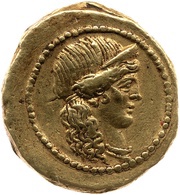 Aureus Mussidia: Lucius Mussidius Longus; L·MVSSIDI LONGI obverse image