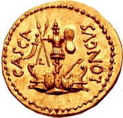 Aureus - Brutus BRVTVS IMP / CASCA LONGVS L, Rome, 42 BC reverse image