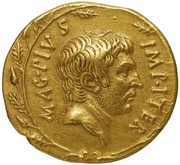 Aureus Pompeia: Sextus Pompeius; MAG·PIVS IMP·ITER / PRAEF CLAS·ET·ORAE MARIT·EX·S·C obverse image