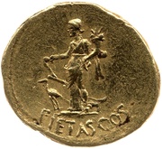 Aureus - Mark Antony ANT•AVG•IMP•III•V•R•P•C / PIETAS•COS, Rome, 41 BC reverse image