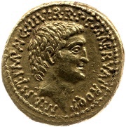 Aureus - Marcus Antonius and Lucius Antonius M·ANT·IMP·AVG·III·VIR·R·P·C·M·NERVA·PROQ·P / L·ANTONIVS·COS obverse image