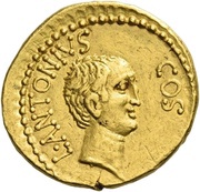 Aureus - Marcus Antonius and Lucius Antonius M·ANT·IMP·AVG·VIR·R·P·C·M·NERVA·PROQ·P / L·ANTONIVS·COS, Rome, 41 BC reverse image