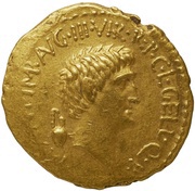 Aureus - Marcus Antonius and Octavian M·ANT·IMP·AVG·III·VIR·R·P·C·L·GELL·Q·P / CAESAR·IMP·PONT·III·VIR·R·P·C obverse image