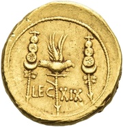 Aureus - Mark Antony ANT·AVG III·VIR·R·P·C / LEG XIX, Rome, 32 BC - 31 BC reverse image