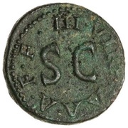 Quadrans IIIVIR A A A F F S C, Rome, 8 BC reverse image