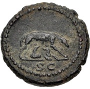 Quadrans - Anonymous S C; Tiber, Romulus, and Remus, Rome, 81-161 reverse image
