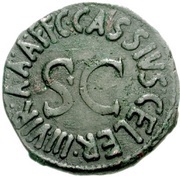 As - Augustus C CASSIVS C F CELER IIIVIR A A A F FS C, Rome, 16 BC reverse image