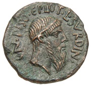As - Augustus and Numa Pompilius CN PISO C PLOT L SVRDIN, Rome, 16 BC - 15 BC reverse image