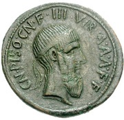 As - Augustus and Numa Pompilius CN PISO CN F IIIVIR A A A F F, Rome, 16 BC - 15 BC reverse image