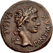 As - Augustus ROM ET AVG; altar of Gauls obverse image