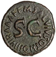 As - Augustus M MAECILIVS TVLLVS IIIVIR A A A F F S C, Rome, 7 BC reverse image