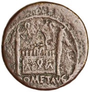 As - Tiberius ROM ET AVG; altar of Gauls, Rome, 8-10 reverse image