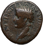 As - Tiberius ROM ET AVG; altar of Gauls obverse image