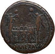 As - Tiberius ROM ET AVG; altar of Gauls, Rome, 8-10 reverse image