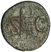 As - Tiberius PONTIF MAXIM TRIBVN POTEST XVII S C, Rome, 15-16 reverse image