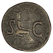 As - Tiberius PONTIF MAXIM TRIBVN POTEST XVII S C, Rome, 15-16 reverse image