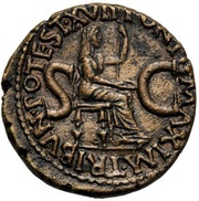 As - Tiberius PONTIF MAXIM TRIBVN POTEST XVII S C, Rome, 15-16 reverse image