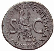 As - Tiberius PONTIF MAXIM TRIBVN POTEST XVII S C, Rome, 15-16 reverse image