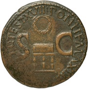 As - Tiberius PONTIF MAXIM TRIBVN POTEST XVII S C, Rome, 15-16 reverse image