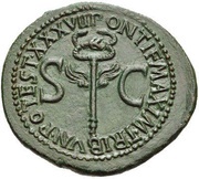 As - Tiberius PONTIF MAXIM TRIBVN POTEST XXXVII S C, Rome, 35-36 reverse image